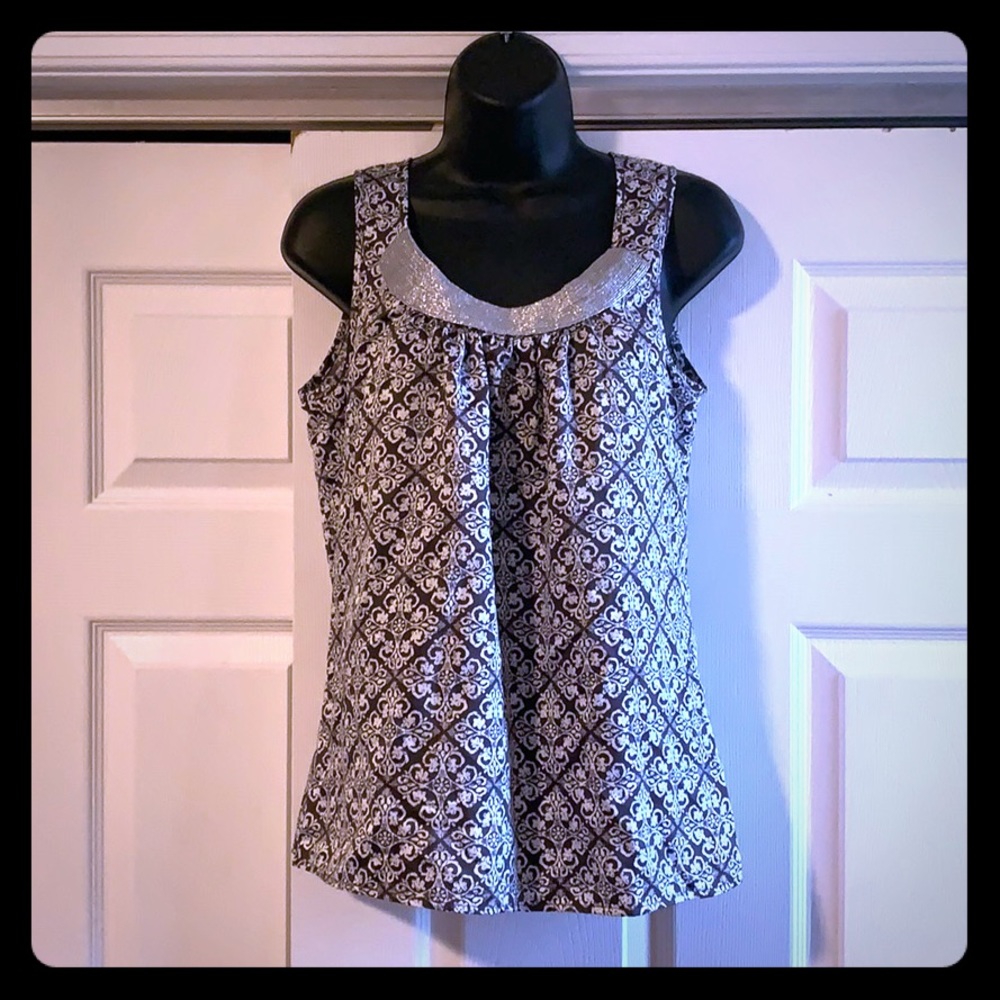 LKNW GAP grey silver SPARKLE silky blouse TOP S